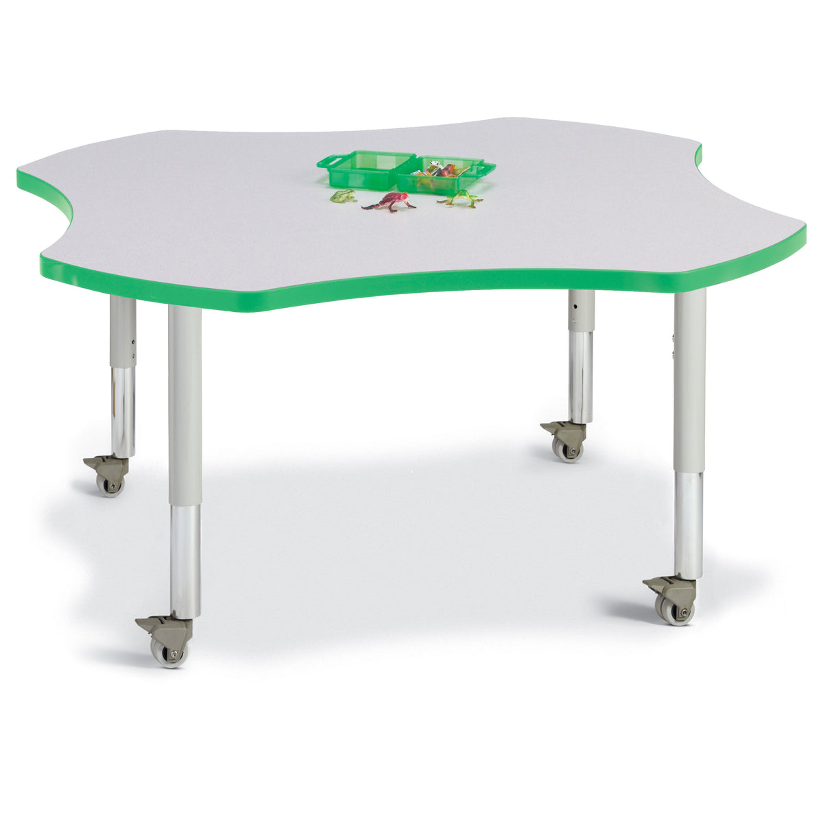 6453JCM119, Berries Four Leaf Activity Table, Mobile - Freckled Gray/Green/Gray