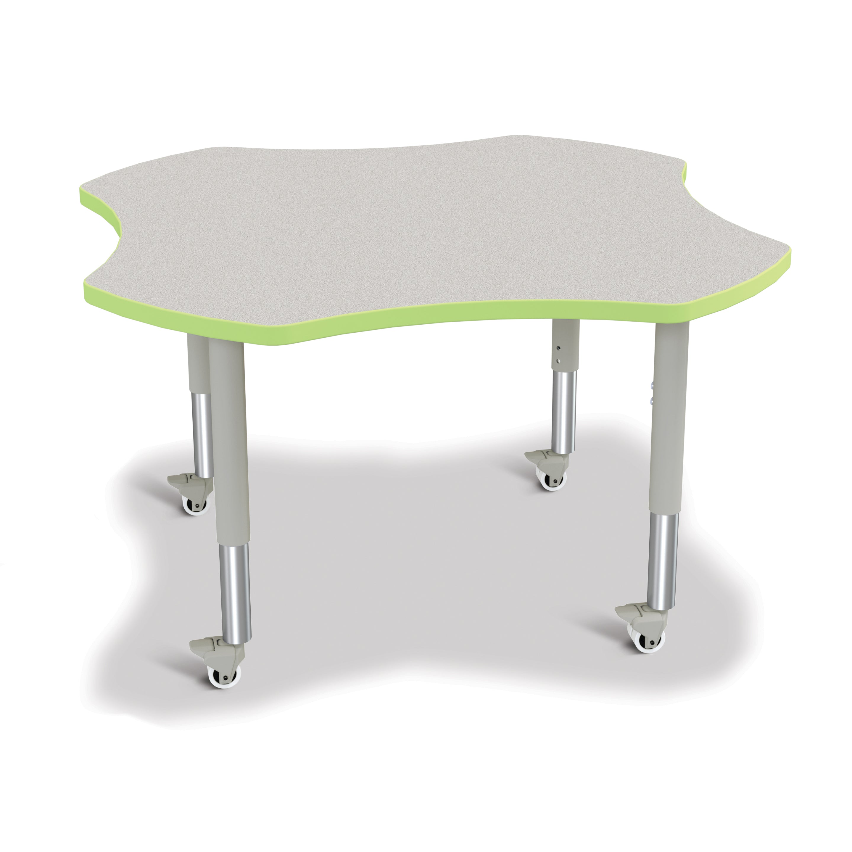 6453JCM130, Berries Four Leaf Activity Table, Mobile - Freckled Gray/Key Lime/Gray