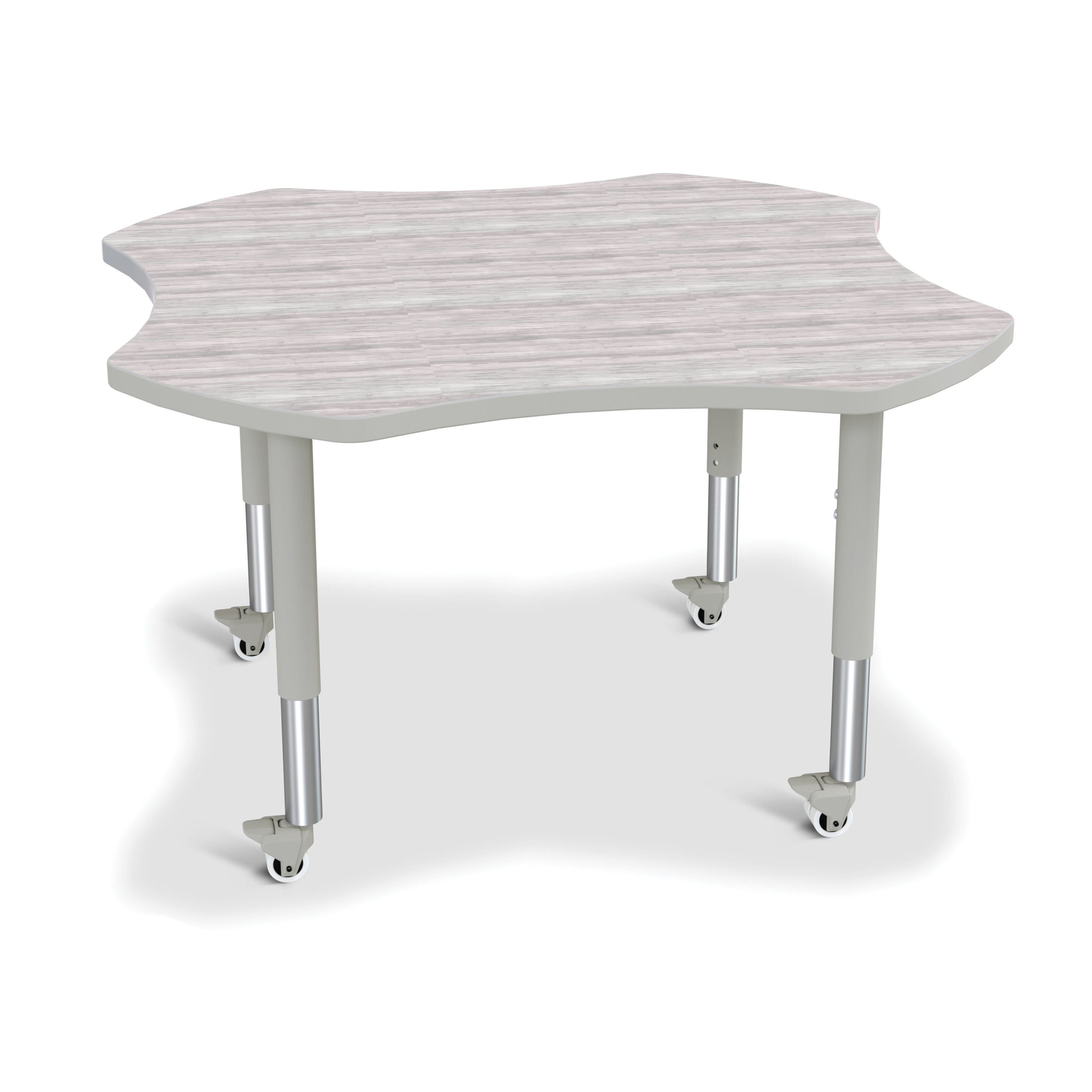 6453JCM450, Berries Four Leaf Activity Table - Mobile - Driftwood Gray/Gray/Gray