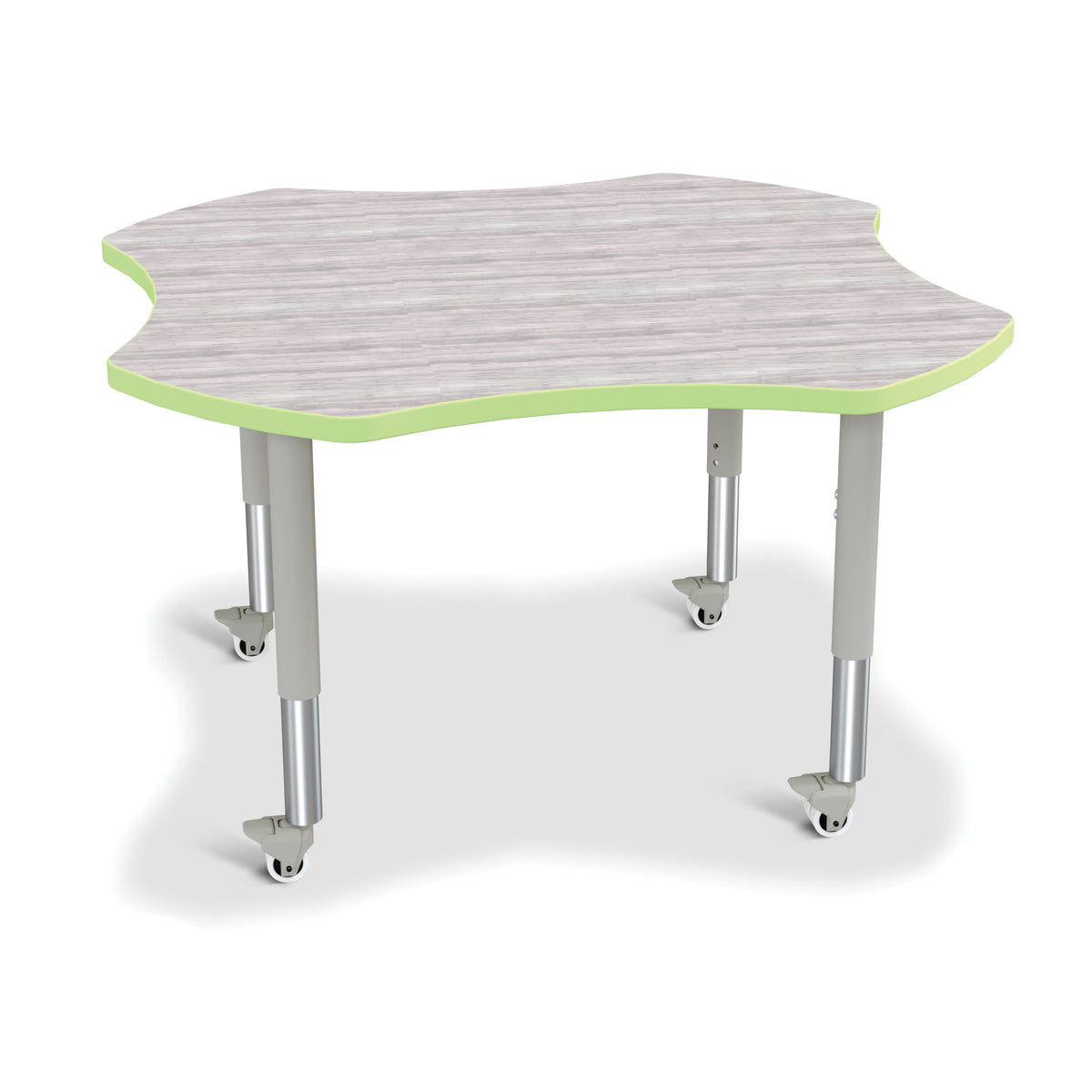 6453JCM451, Berries Four Leaf Activity Table - Mobile - Driftwood Gray/Key Lime/Gray