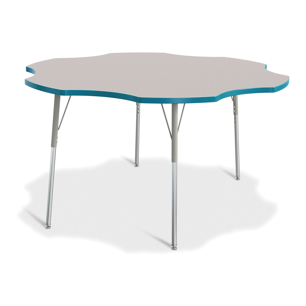 6458JCA005, Berries Six Leaf Activity Table - 60", A-height - Freckled Gray/Teal/Gray