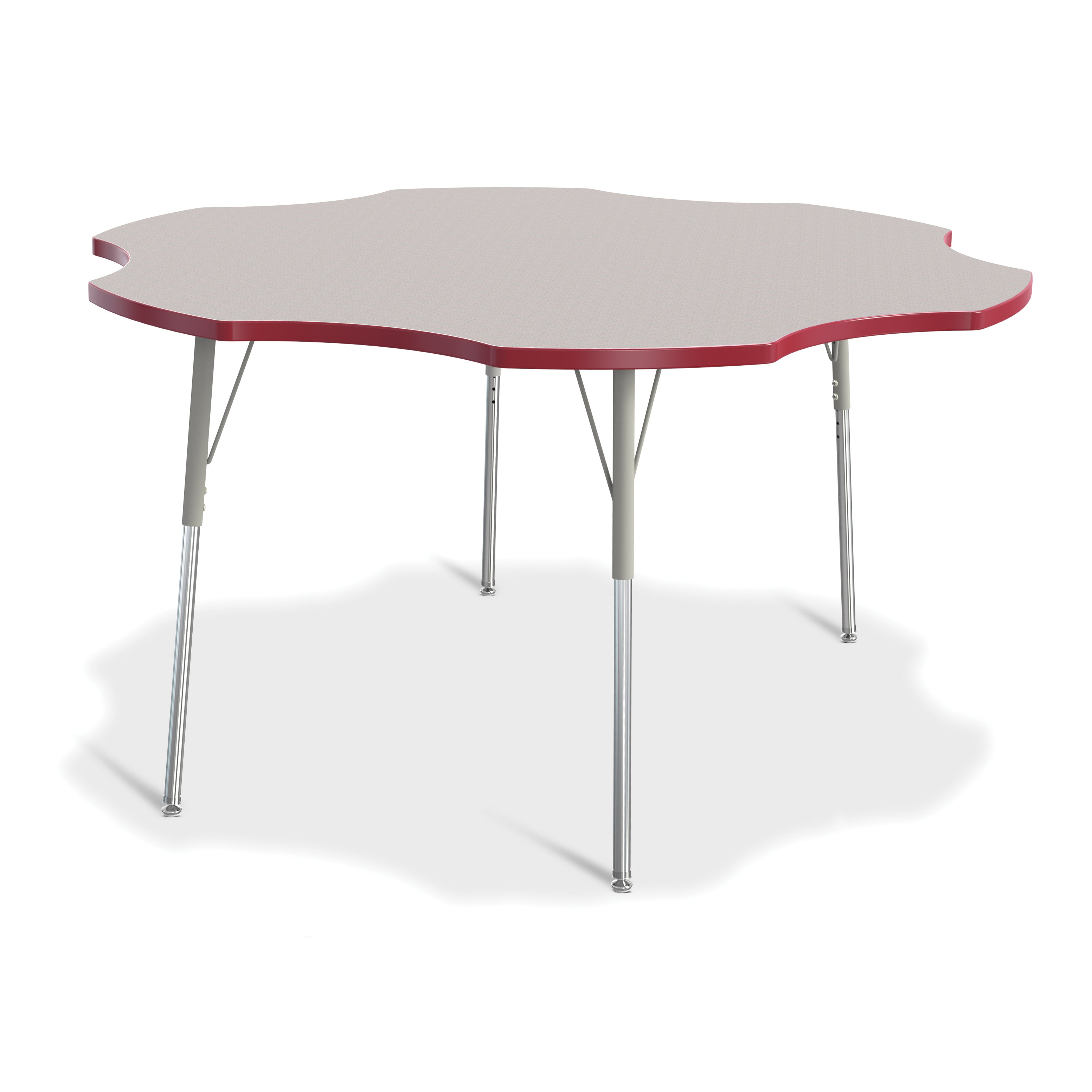 6458JCA008, Berries Six Leaf Activity Table - 60", A-height - Freckled Gray/Red/Gray