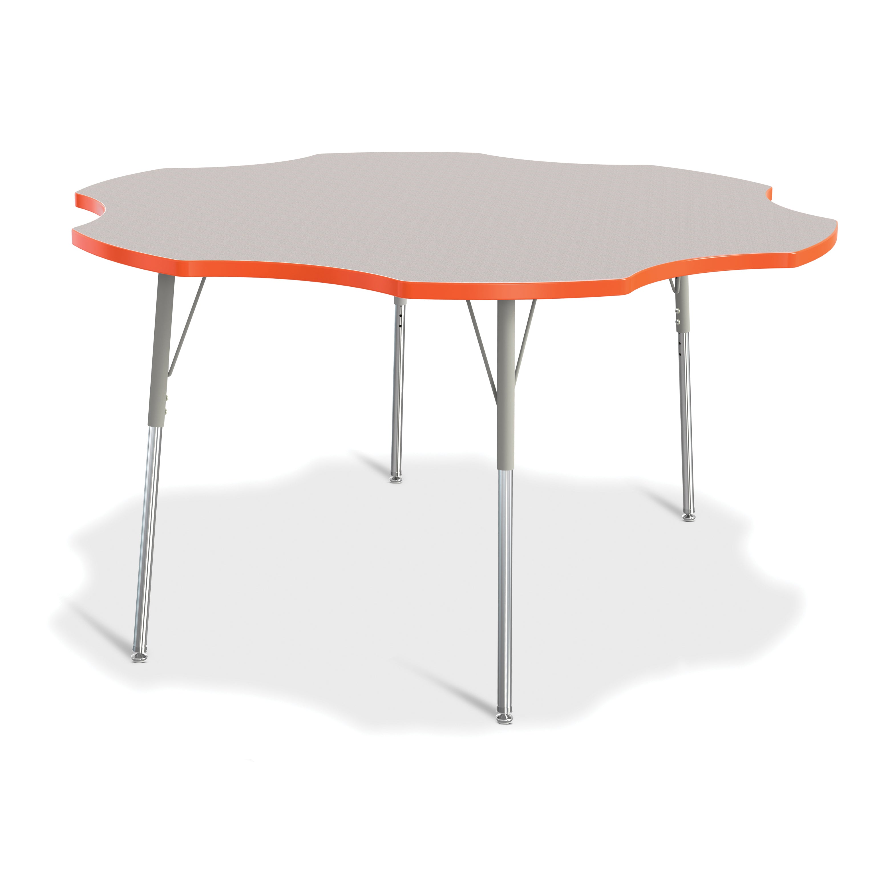 6458JCA114, Berries Six Leaf Activity Table - 60", A-height - Freckled Gray/Orange/Gray