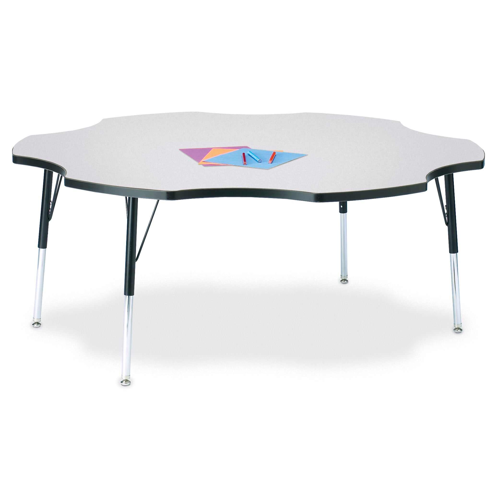 6458JCA180, Berries Six Leaf Activity Table - 60", A-height - Freckled Gray/Black/Black