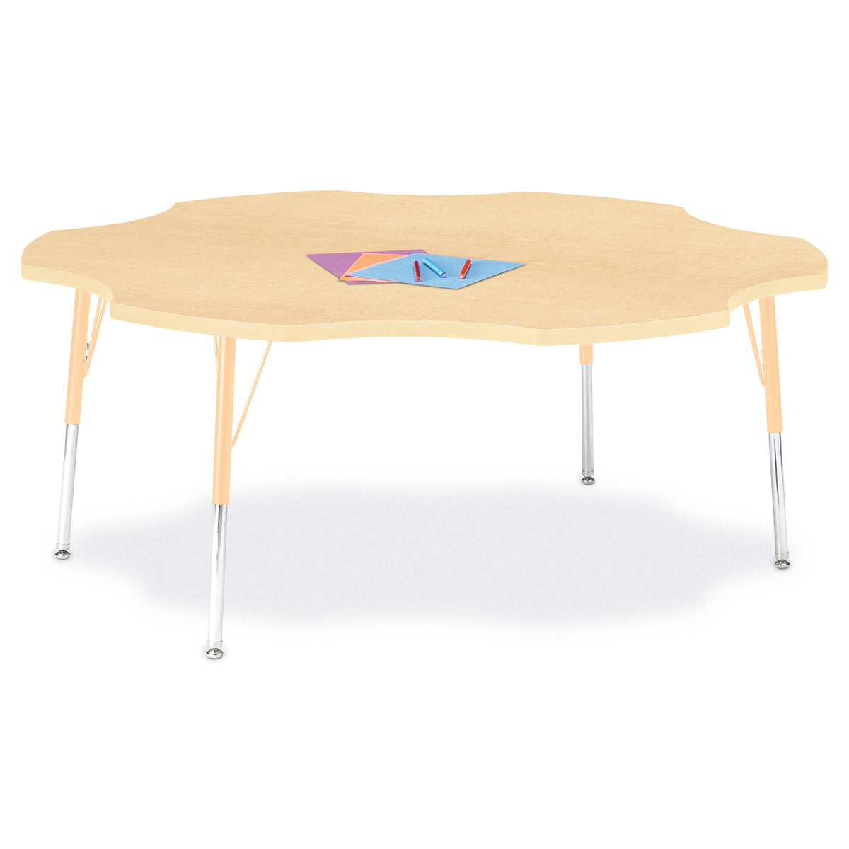 6458JCA251, Berries Six Leaf Activity Table - 60", A-height - Maple/Maple/Camel