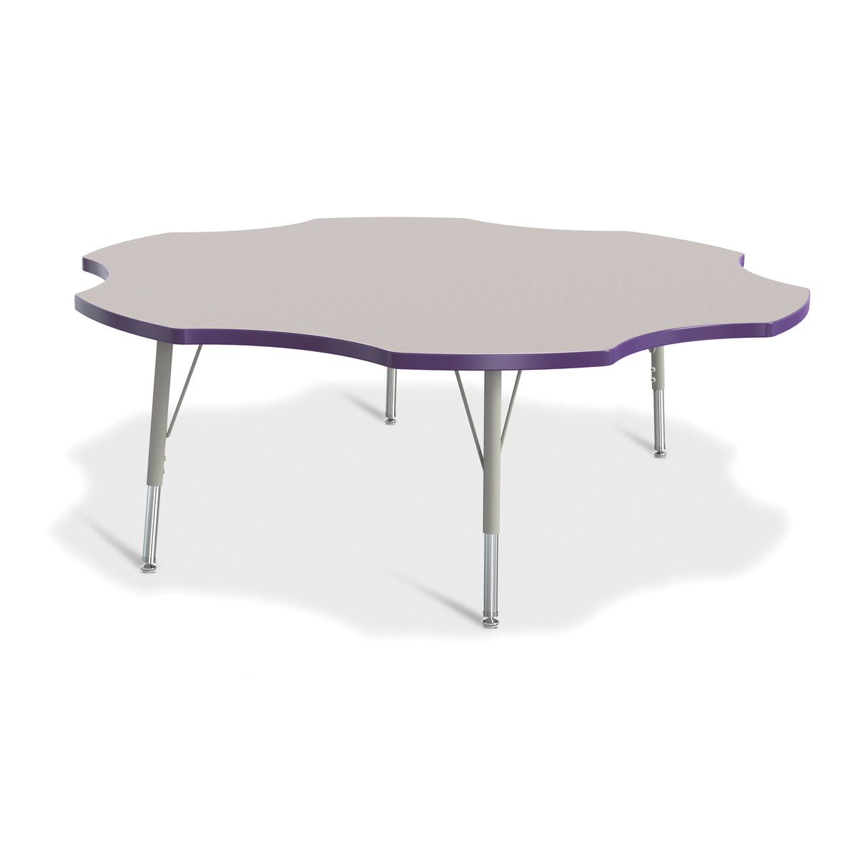 6458JCE004, Berries Six Leaf Activity Table - 60", E-height - Freckled Gray/Purple/Gray