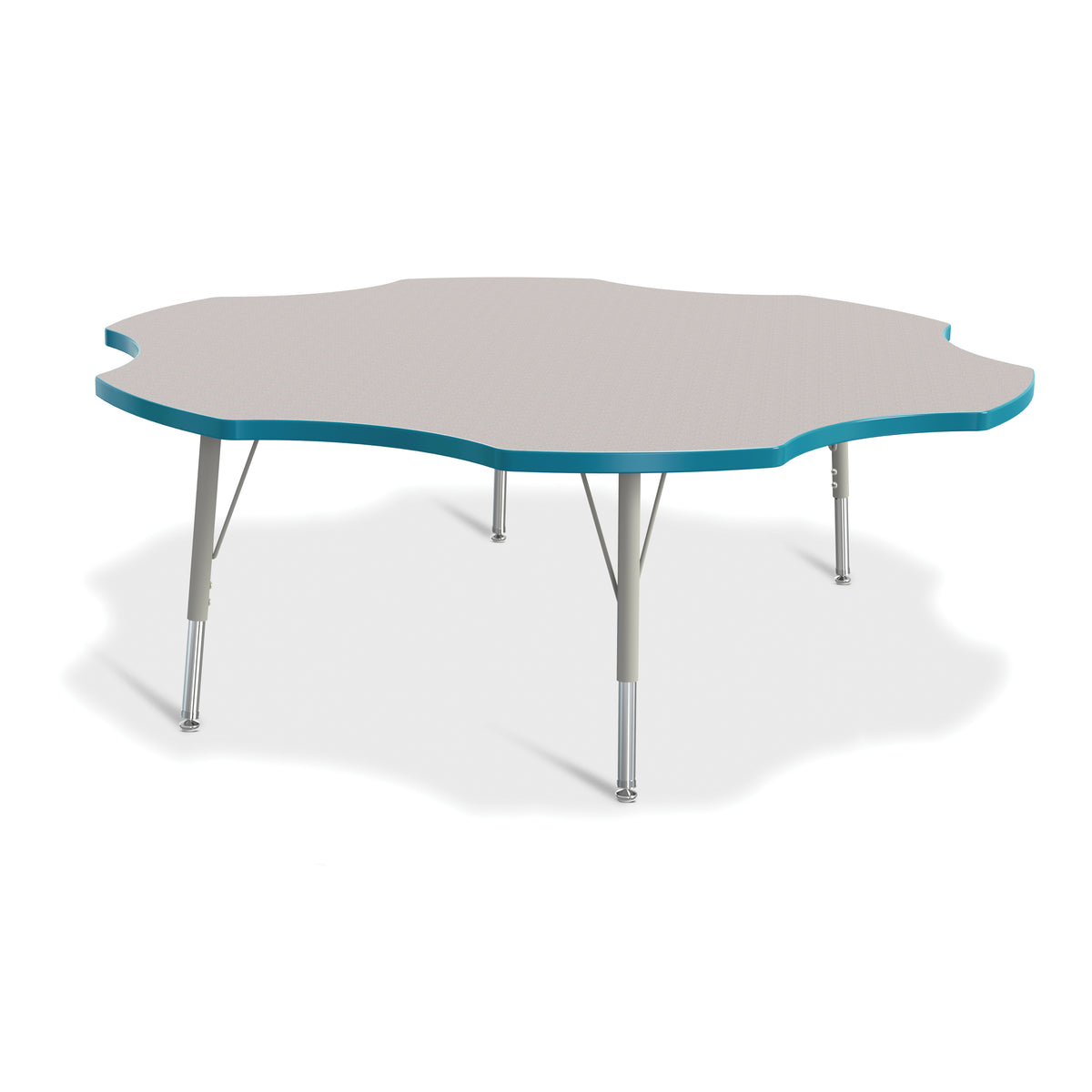 6458JCE005, Berries Six Leaf Activity Table - 60", E-height - Freckled Gray/Teal/Gray