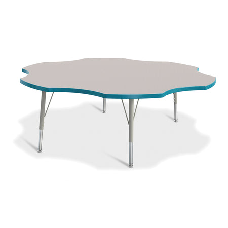6458JCE005, Berries Six Leaf Activity Table - 60", E-height - Freckled Gray/Teal/Gray