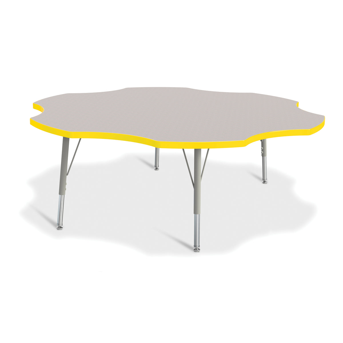 6458JCE007, Berries Six Leaf Activity Table - 60", E-height - Freckled Gray/Yellow/Gray