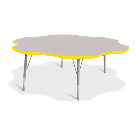 6458JCE007, Berries Six Leaf Activity Table - 60", E-height - Freckled Gray/Yellow/Gray