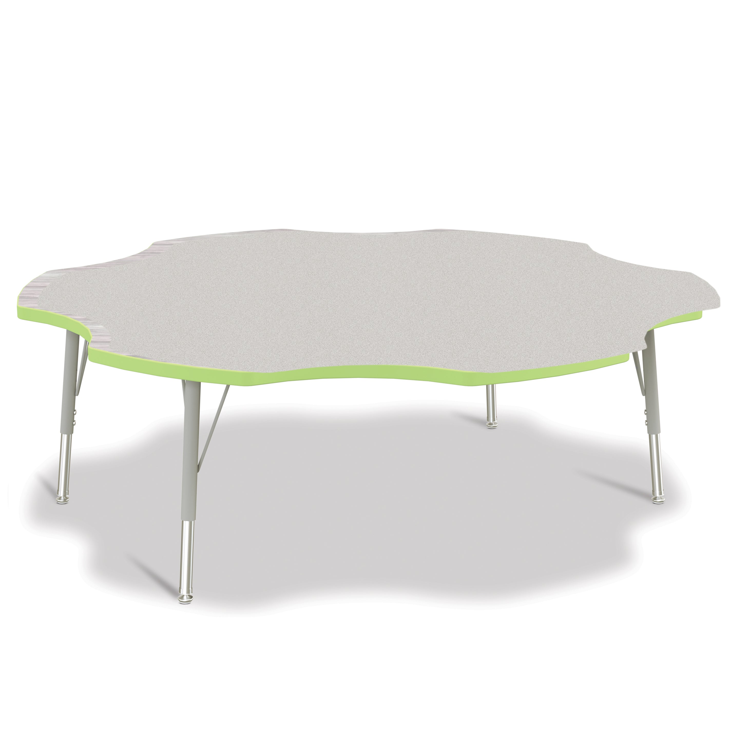6458JCE130, Berries Six Leaf Activity Table - 60", E-height - Freckled Gray/Key Lime/Gray