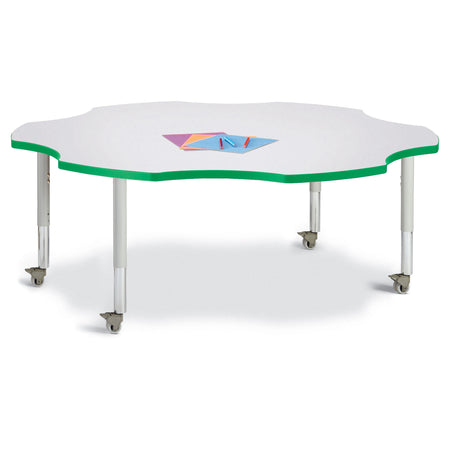 6458JCM119, Berries Six Leaf Activity Table - 60", Mobile - Freckled Gray/Green/Gray