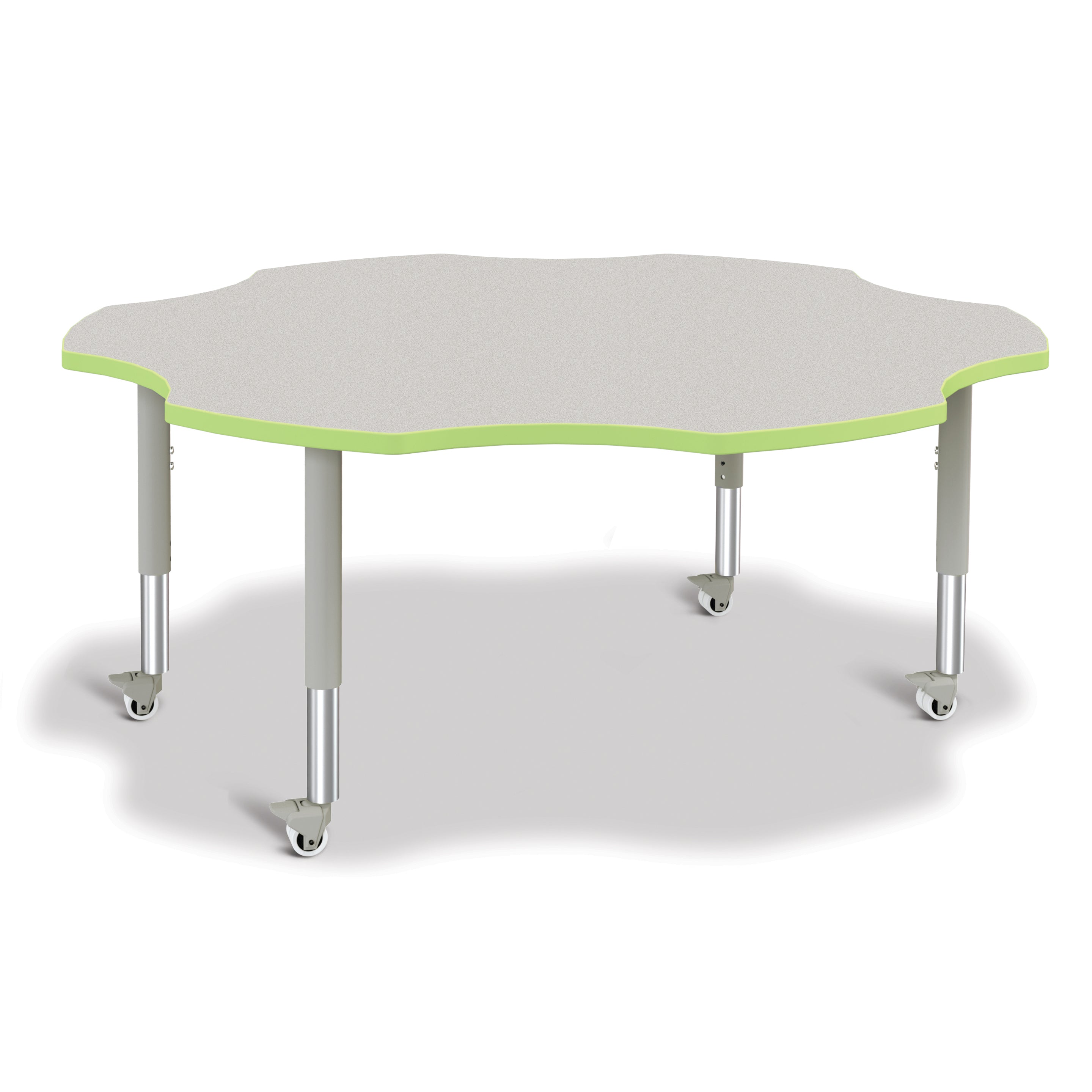 6458JCM130, Berries Six Leaf Activity Table - 60", Mobile - Freckled Gray/Key Lime/Gray