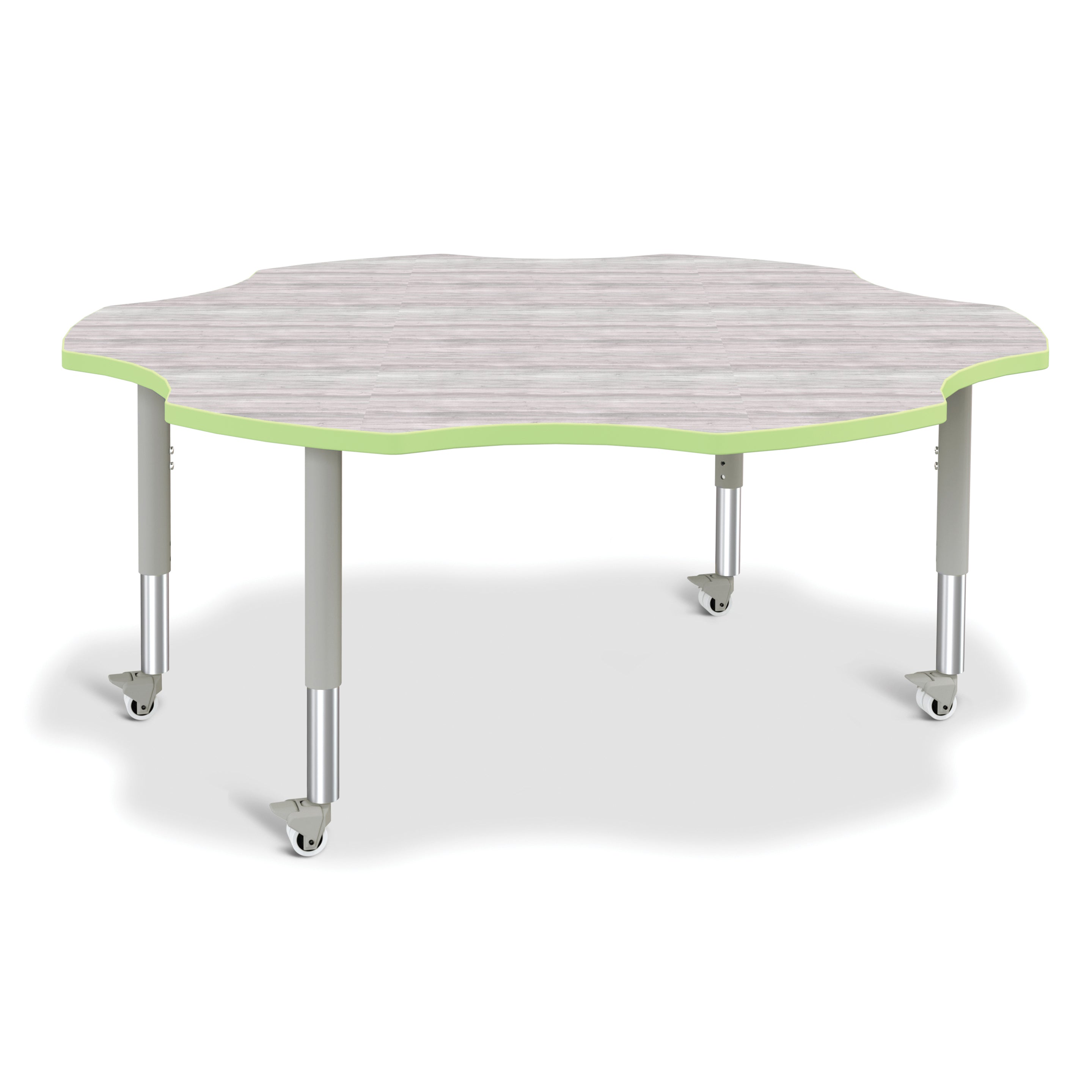 6458JCM451, Berries Six Leaf Activity Table - Mobile - Driftwood Gray/Key Lime/Gray
