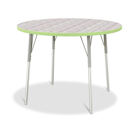 6468JCA451, Berries Round Activity Table - 42" Diameter, A-height - Driftwood Gray/Key Lime/Gray