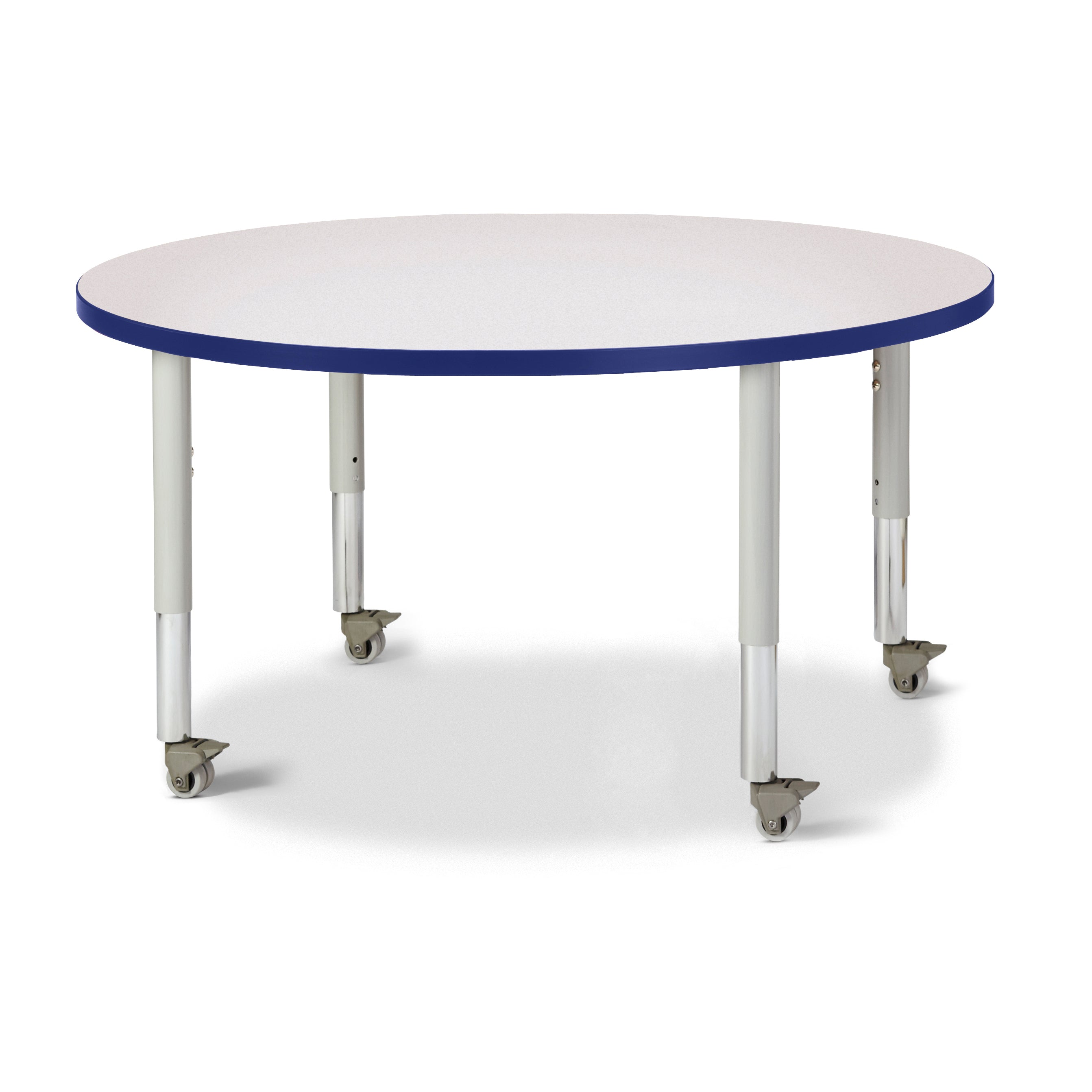 6468JCM003, Berries Round Activity Table - 42" Diameter, Mobile - Freckled Gray/Blue/Gray