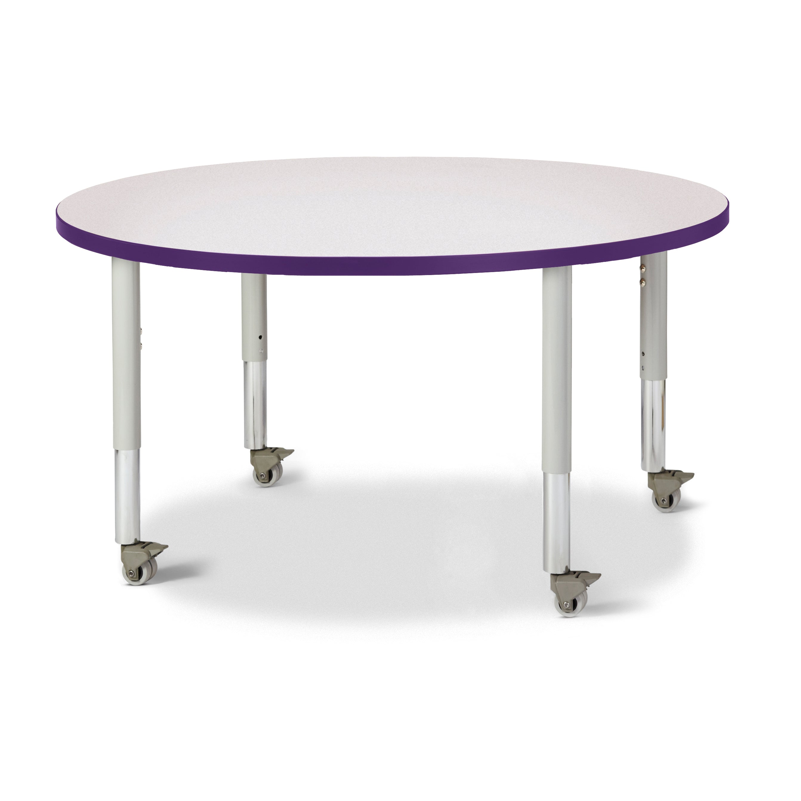 6468JCM004, Berries Round Activity Table - 42" Diameter, Mobile - Freckled Gray/Purple/Gray