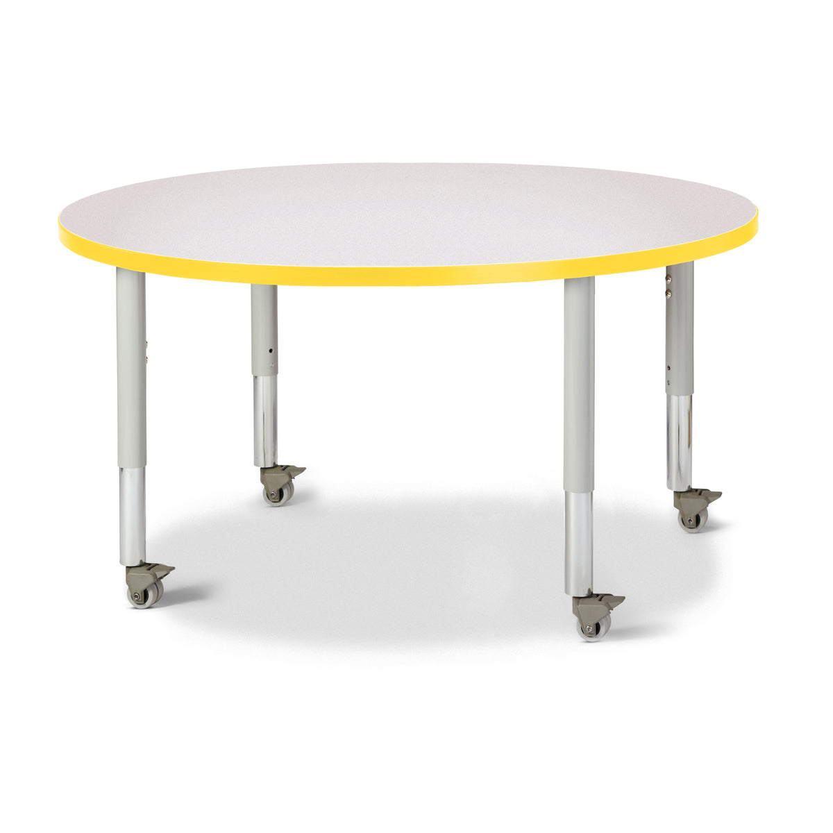 6468JCM007, Berries Round Activity Table - 42" Diameter, Mobile - Freckled Gray/Yellow/Gray