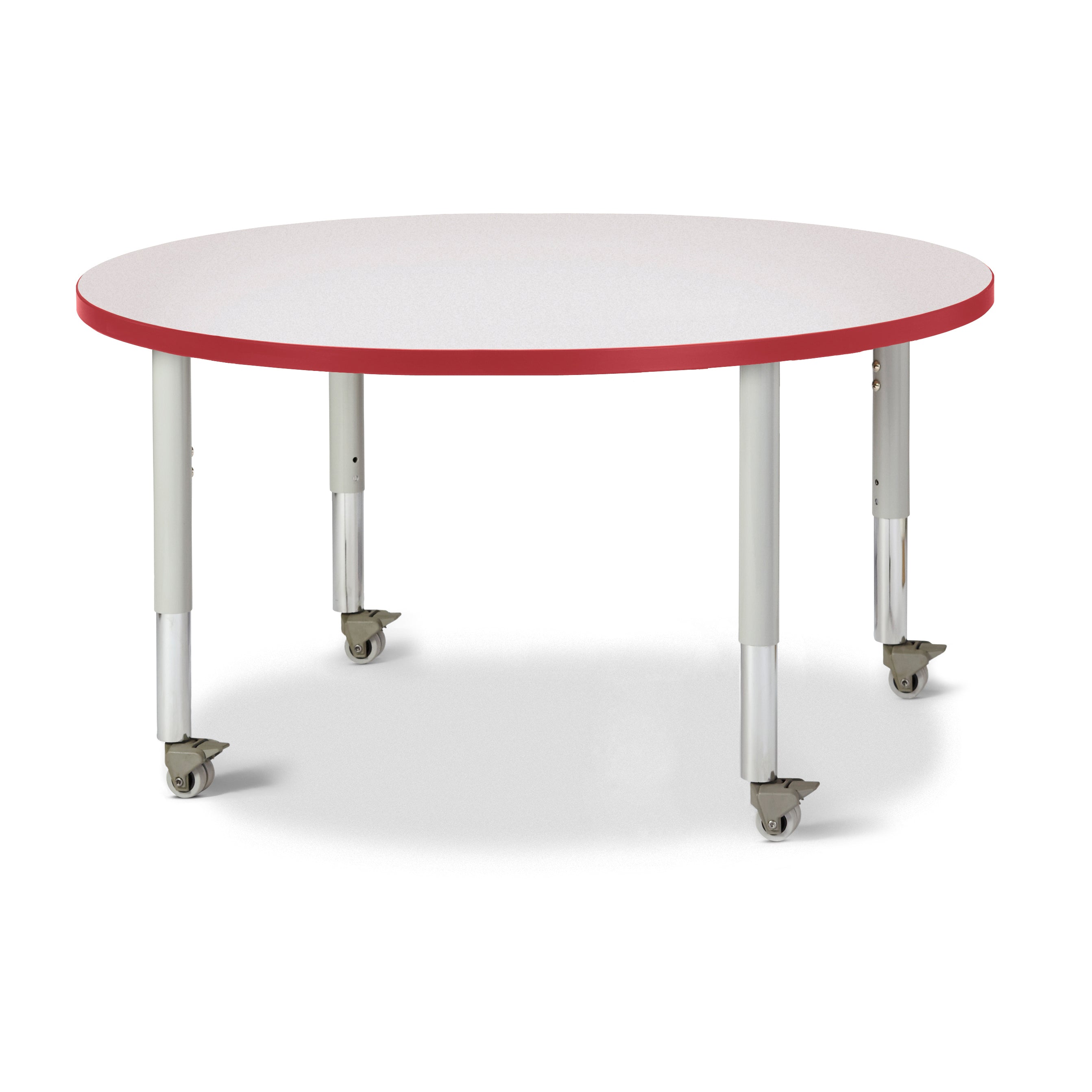 6468JCM008, Berries Round Activity Table - 42" Diameter, Mobile - Freckled Gray/Red/Gray