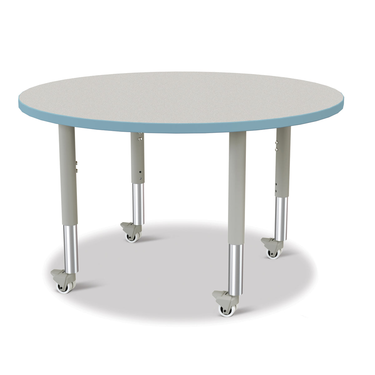 6468JCM131, Berries Round Activity Table - 42" Diameter, Mobile - Freckled Gray/Coastal Blue/Gray
