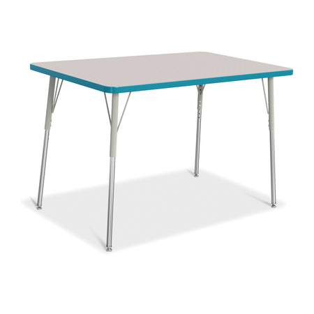 6473JCA005, Berries Rectangle Activity Table - 30" X 48", A-height - Freckled Gray/Teal/Gray