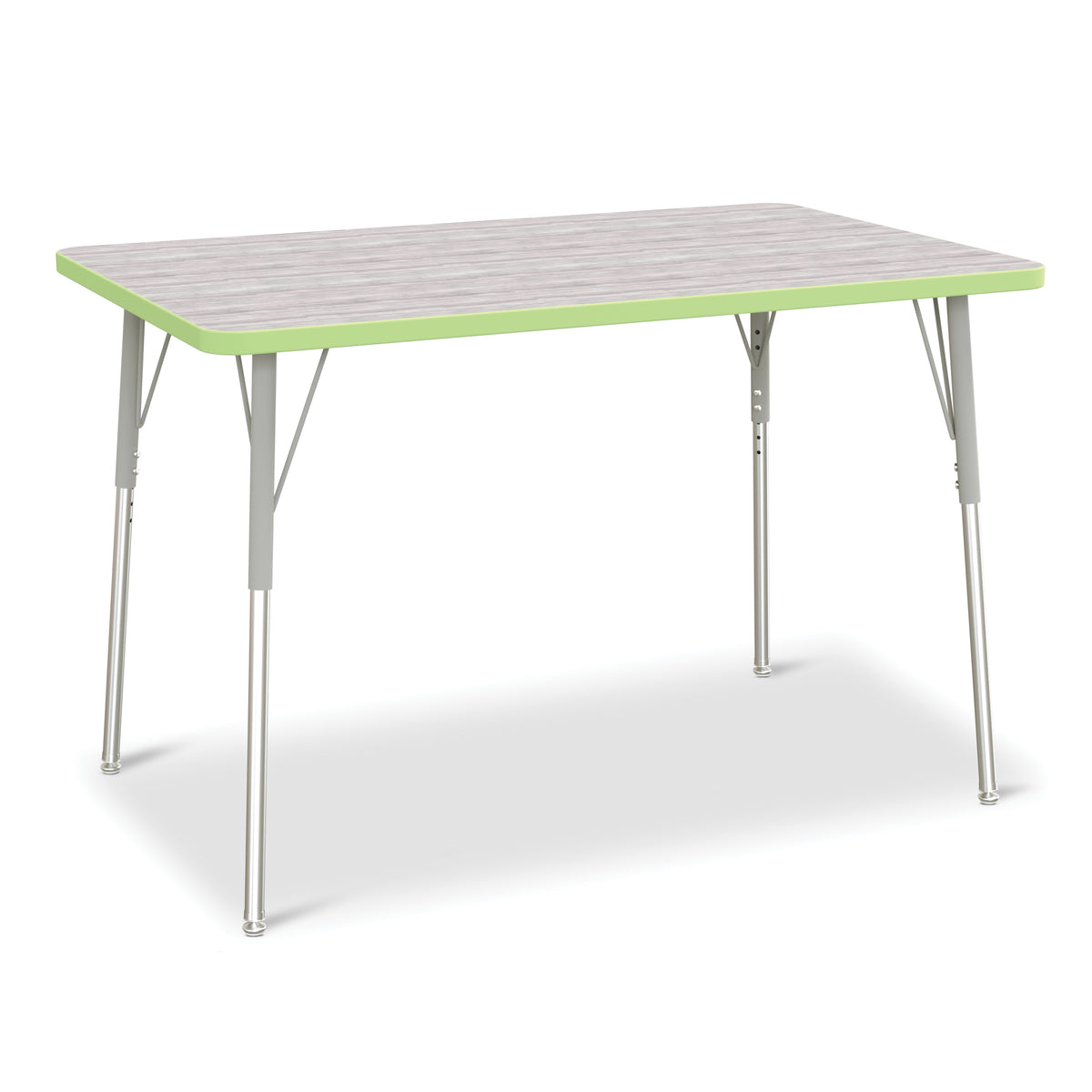 6473JCA451, Berries Rectangle Activity Table - 30" X 48", A-height - Driftwood Gray/Key Lime/Gray