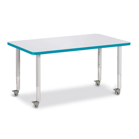 6473JCM005, Berries Rectangle Activity Table - 30" X 48", Mobile - Freckled Gray/Teal/Gray