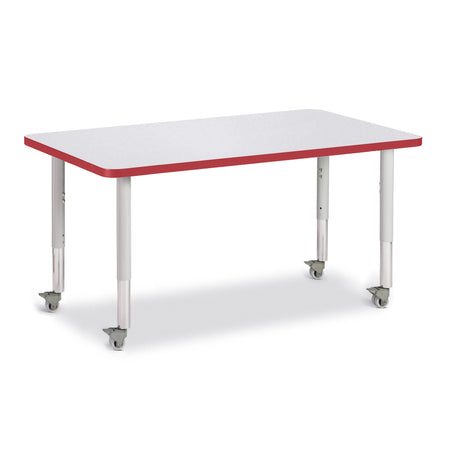 6473JCM008, Berries Rectangle Activity Table - 30" X 48", Mobile - Freckled Gray/Red/Gray
