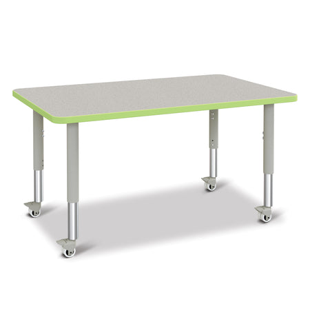 6473JCM130, Berries Rectangle Activity Table - 30" X 48", Mobile - Freckled Gray/Key Lime/Gray