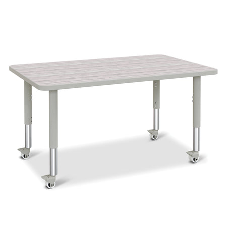 6473JCM450, Berries Rectangle Activity Table - 30" X 48", Mobile - Driftwood Gray/Gray/Gray