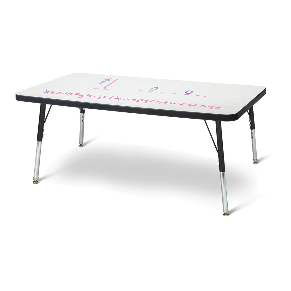6478JCE420, Berries Rectangle Dry Erase Table - 24" x 36", E-height - Write-n-Wipe/Black/Black