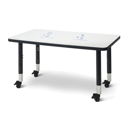 6478JCM420, Berries Rectangle Dry Erase Table - 24" x 36", Mobile - Write-n-Wipe/Black/Black