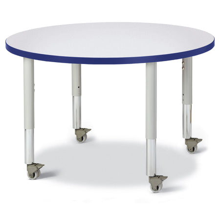 6488JCM003, Berries Round Activity Table - 36" Diameter, Mobile - Freckled Gray/Blue/Gray