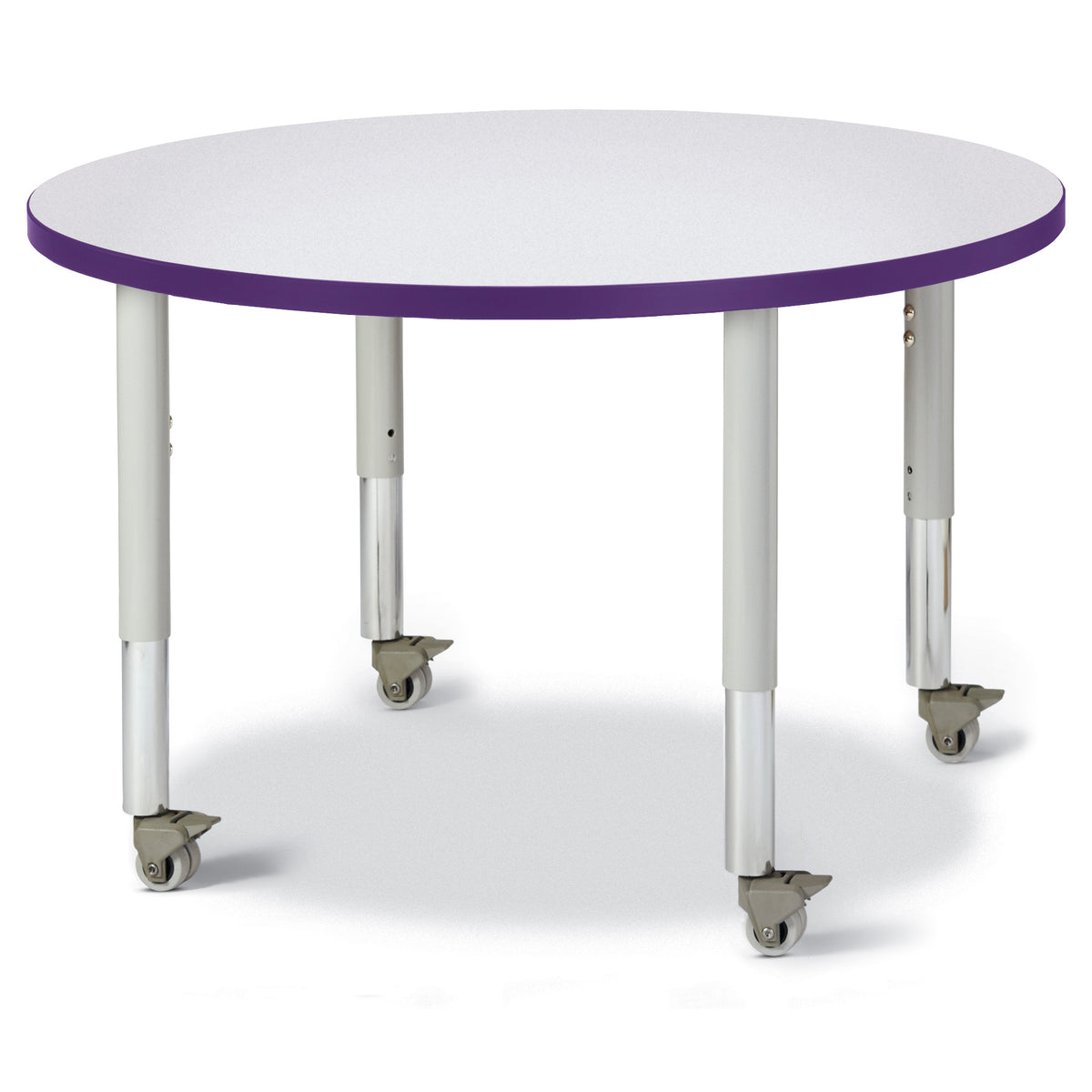 6488JCM004, Berries Round Activity Table - 36" Diameter, Mobile - Freckled Gray/Purple/Gray