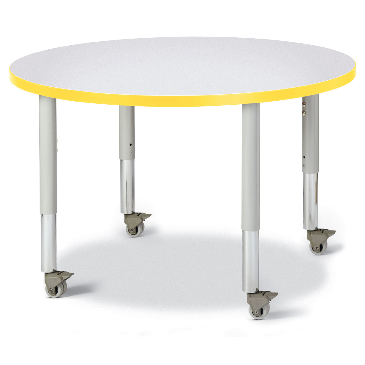 6488JCM007, Berries Round Activity Table - 36" Diameter, Mobile - Freckled Gray/Yellow/Gray