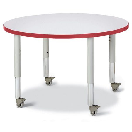 6488JCM008, Berries Round Activity Table - 36" Diameter, Mobile - Freckled Gray/Red/Gray