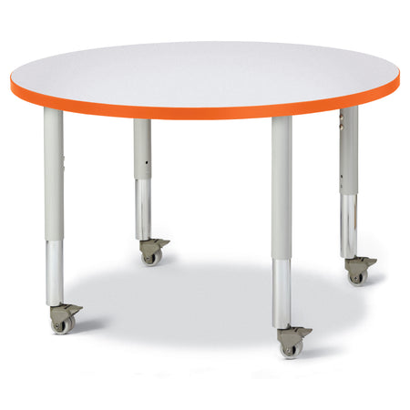 6488JCM114, Berries Round Activity Table - 36" Diameter, Mobile - Freckled Gray/Orange/Gray