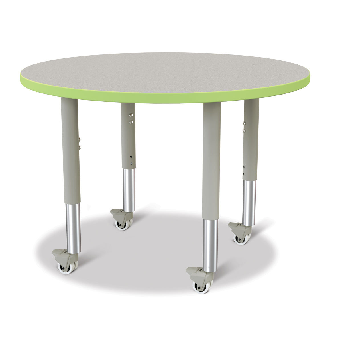 6488JCM130, Berries Round Activity Table - 36" Diameter, Mobile - Freckled Gray/Key Lime/Gray