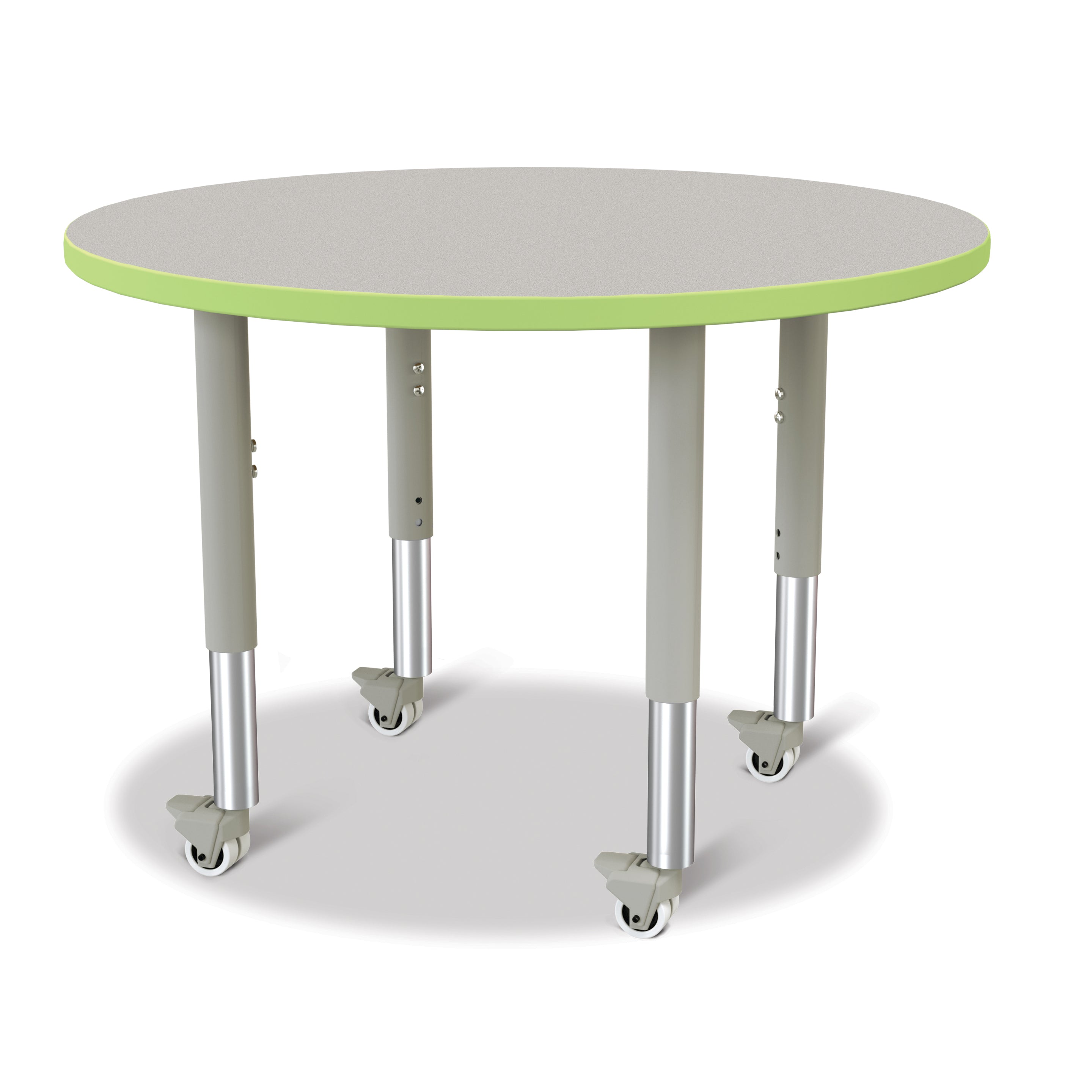 6488JCM130, Berries Round Activity Table - 36" Diameter, Mobile - Freckled Gray/Key Lime/Gray
