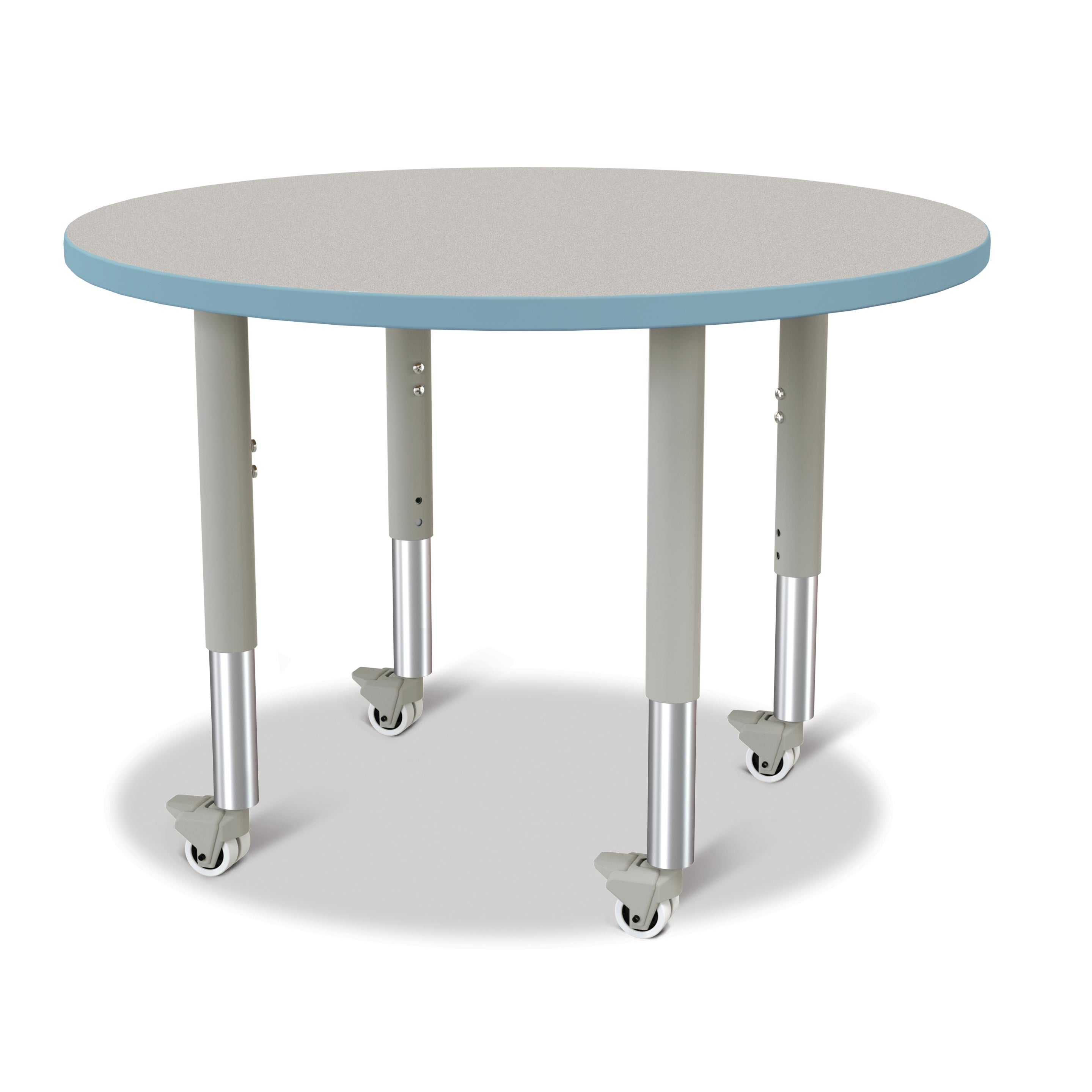 6488JCM131, Berries Round Activity Table - 36" Diameter, Mobile - Freckled Gray/Coastal Blue/Gray