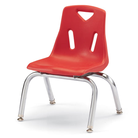 8140JC1008, Berries Stacking Chair with Chrome-Plated Legs - 10" Ht - Red