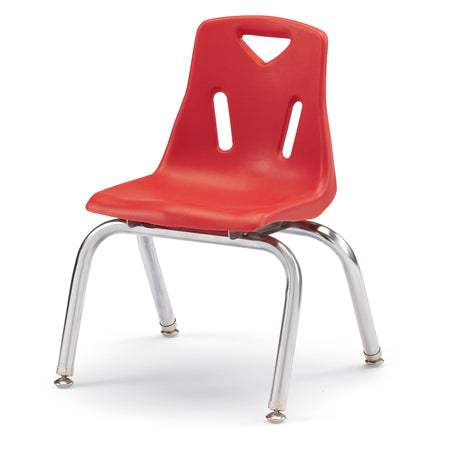 8142JC6008, Berries Stacking Chairs with Chrome-Plated Legs - 12" Ht - Set of 6 - Red