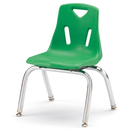 8142JC6119, Berries Stacking Chairs with Chrome-Plated Legs - 12" Ht - Set of 6 - Green