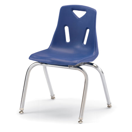 8146JC1003, Berries Stacking Chair with Chrome-Plated Legs - 16" Ht - Blue