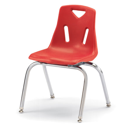 8146JC1008, Berries Stacking Chair with Chrome-Plated Legs - 16" Ht - Red