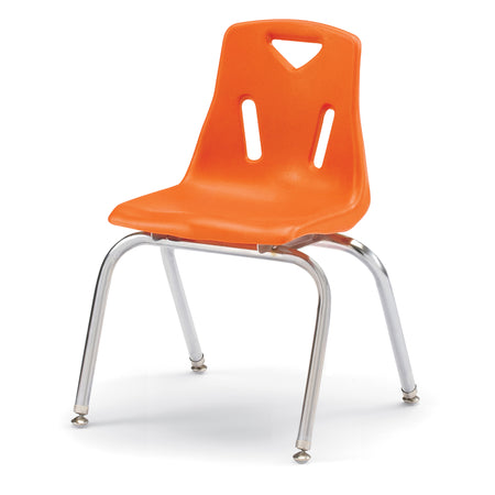 8146JC1114, Berries Stacking Chair with Chrome-Plated Legs - 16" Ht - Orange