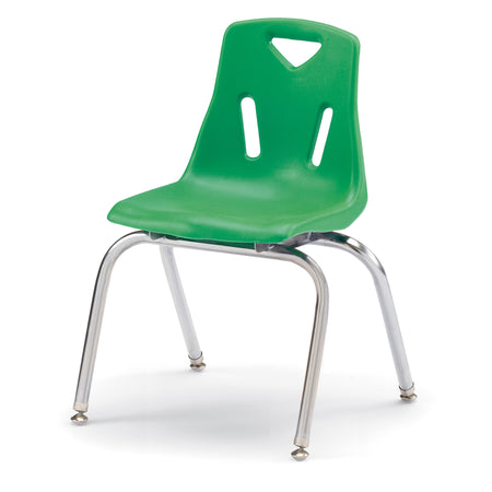 8146JC1119, Berries Stacking Chair with Chrome-Plated Legs - 16" Ht - Green