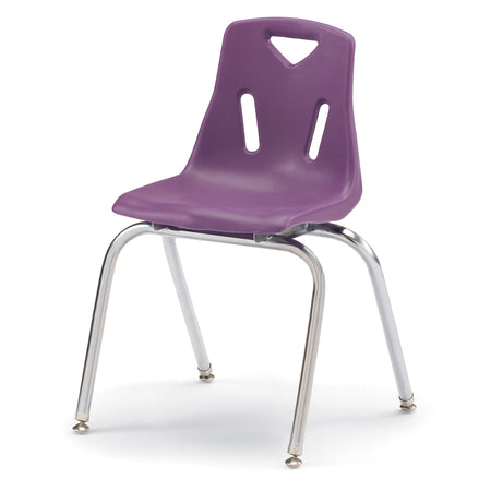 8148JC6004, Berries Stacking Chairs with Chrome-Plated Legs - 18" Ht - Set of 6 - Purple