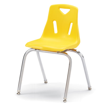 8148JC6007, Berries Stacking Chairs with Chrome-Plated Legs - 18" Ht - Set of 6 - Yellow