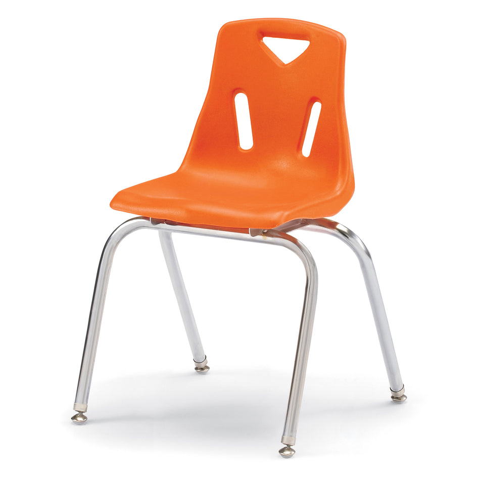 8148JC6114, Berries Stacking Chairs with Chrome-Plated Legs - 18" Ht - Set of 6 - Orange